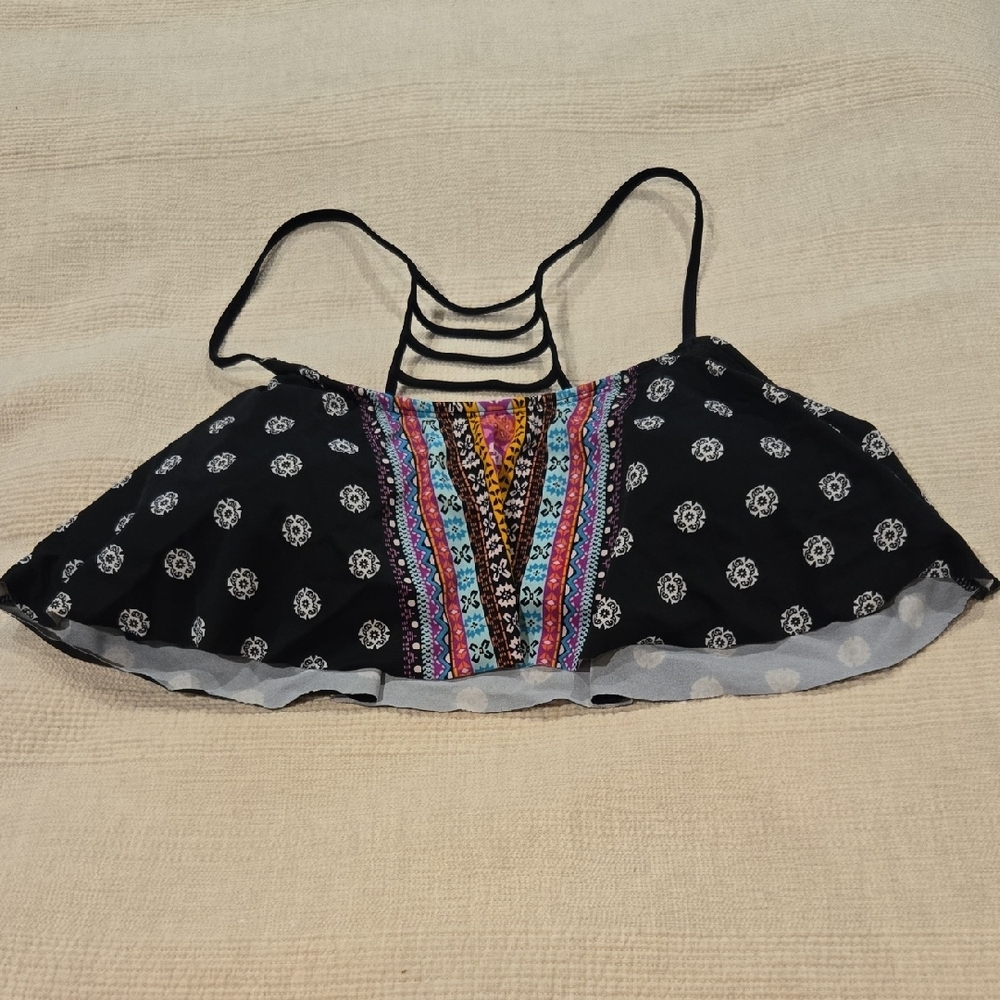 Women's Black and Multicolor Strappy Top
